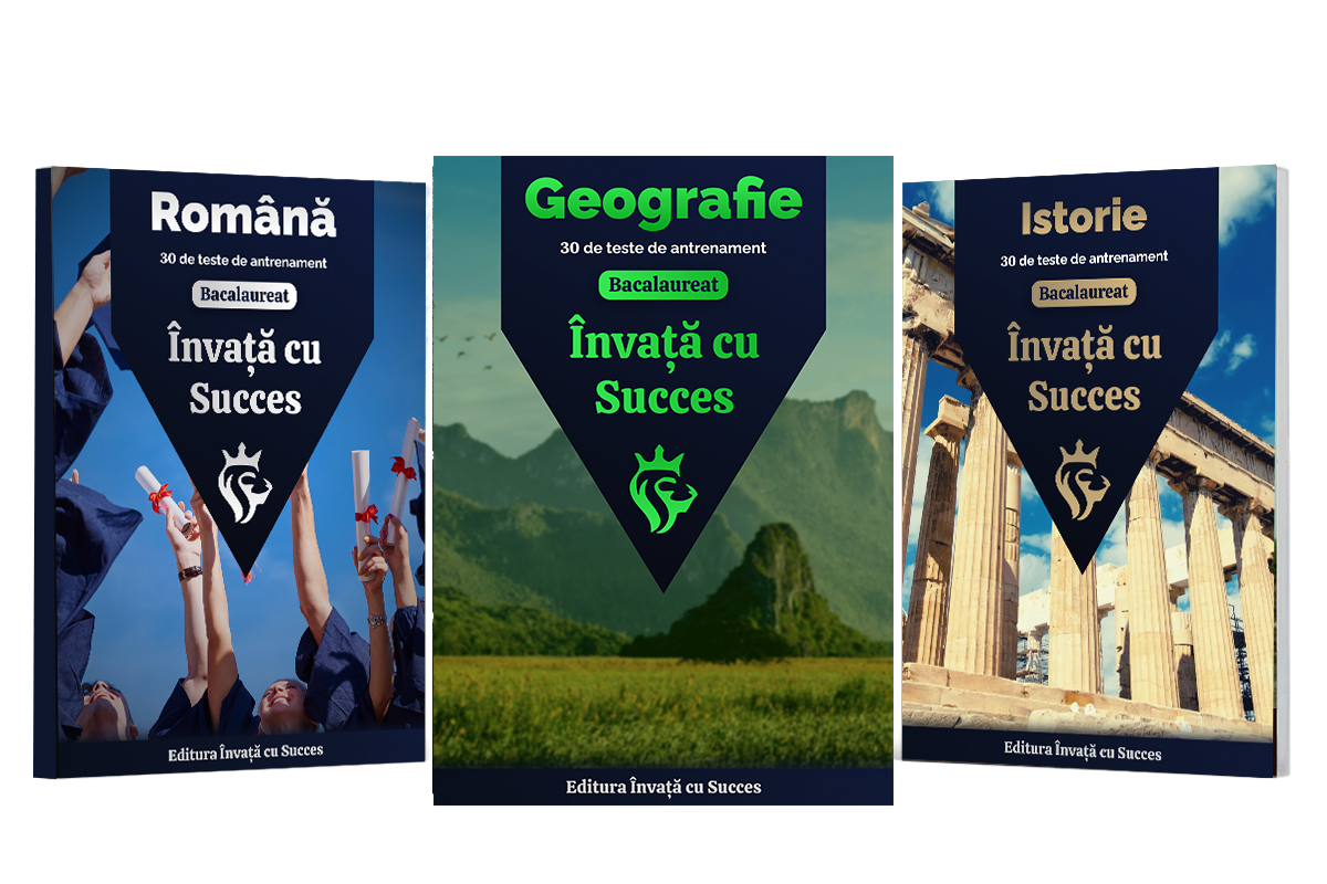 Pachet Bacalaureat cu 90 Teste Antrenament + Rezolvări | Română + Istorie + Geografie