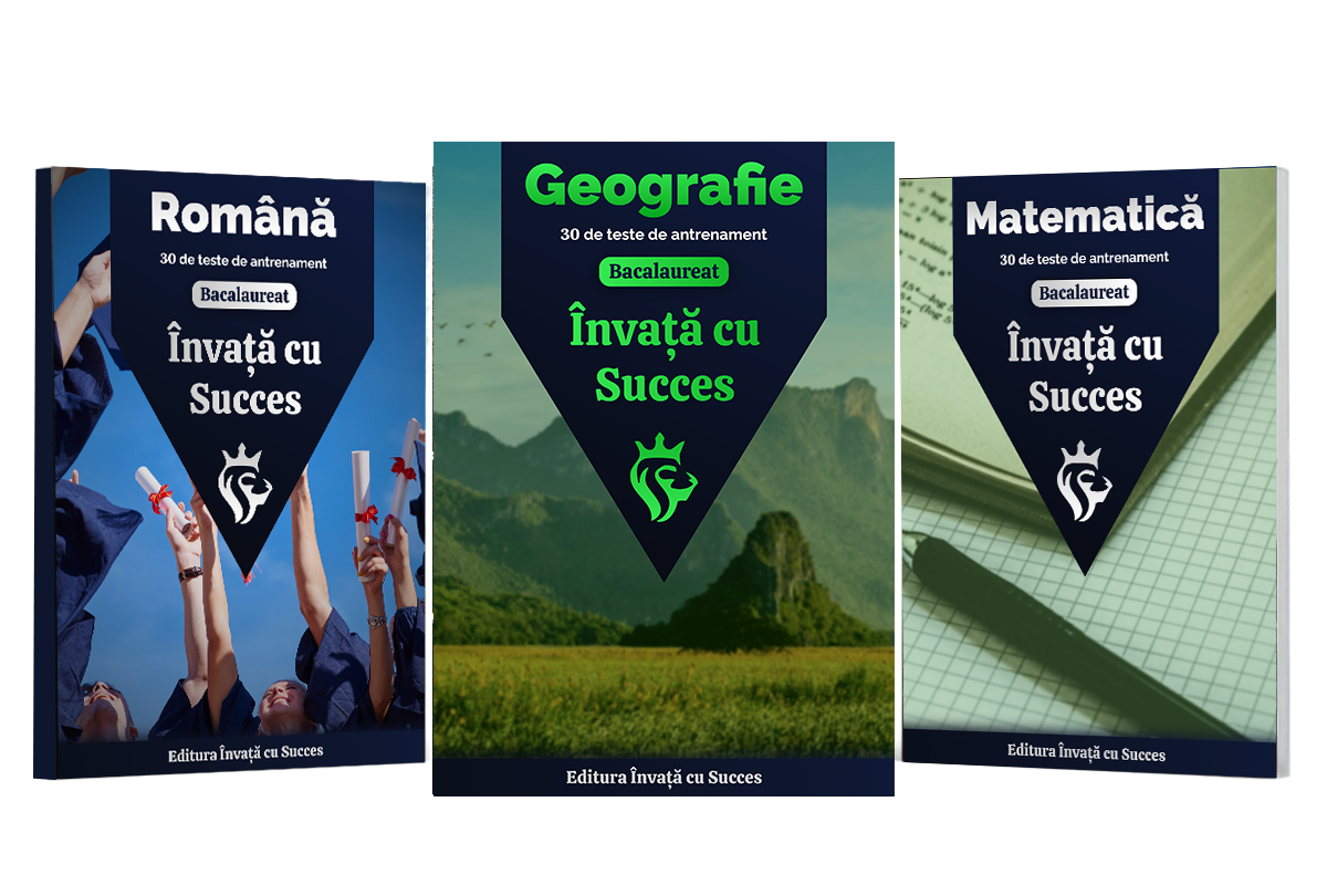Pachet Bacalaureat cu 90 Teste Antrenament + Rezolvări | Română + Matematică + Geografie