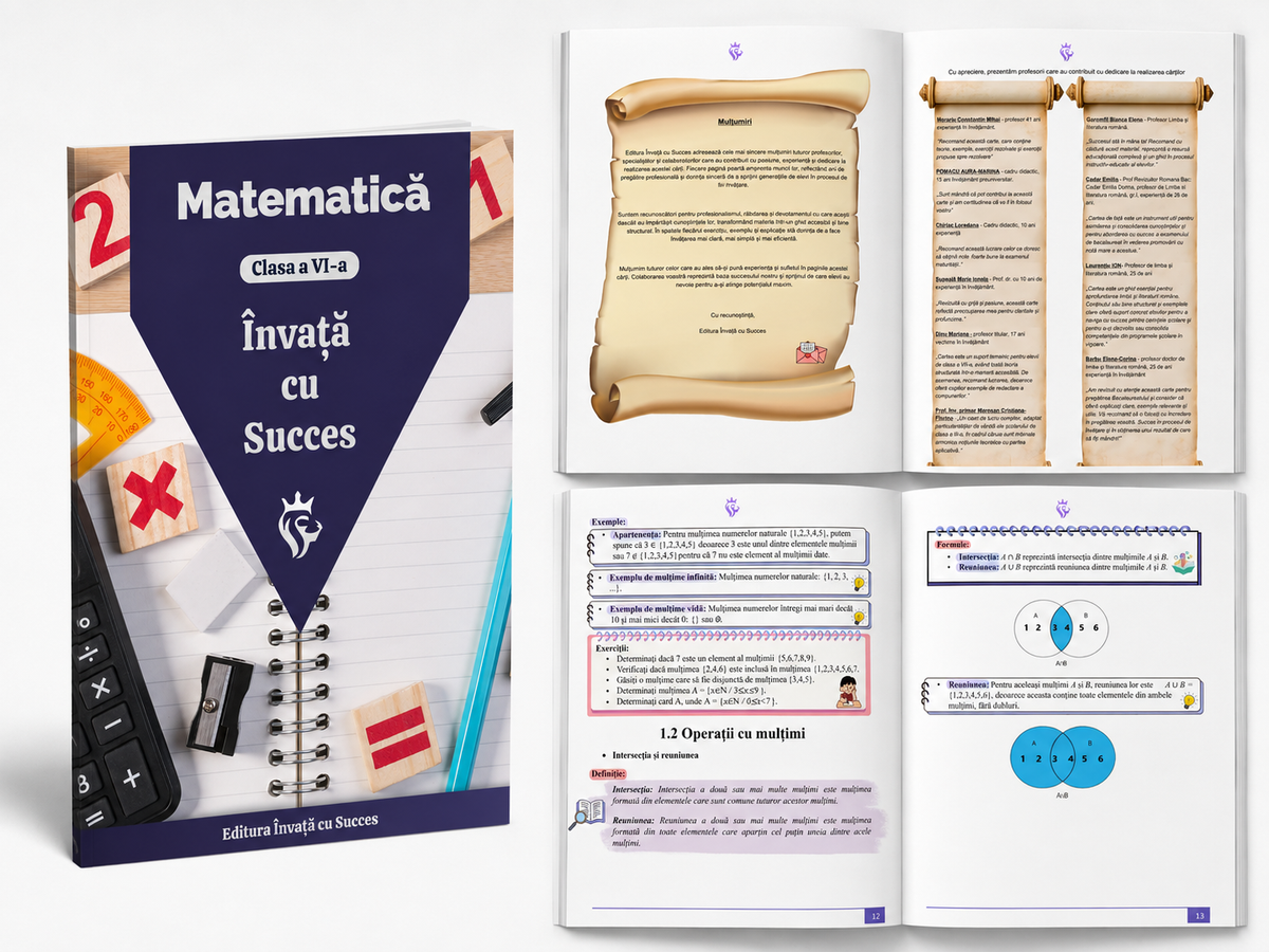 Pachet Clasa a VI-a ediție color 🎨: Toată materia structurată la Română și Matematică pentru clasa a VI-a