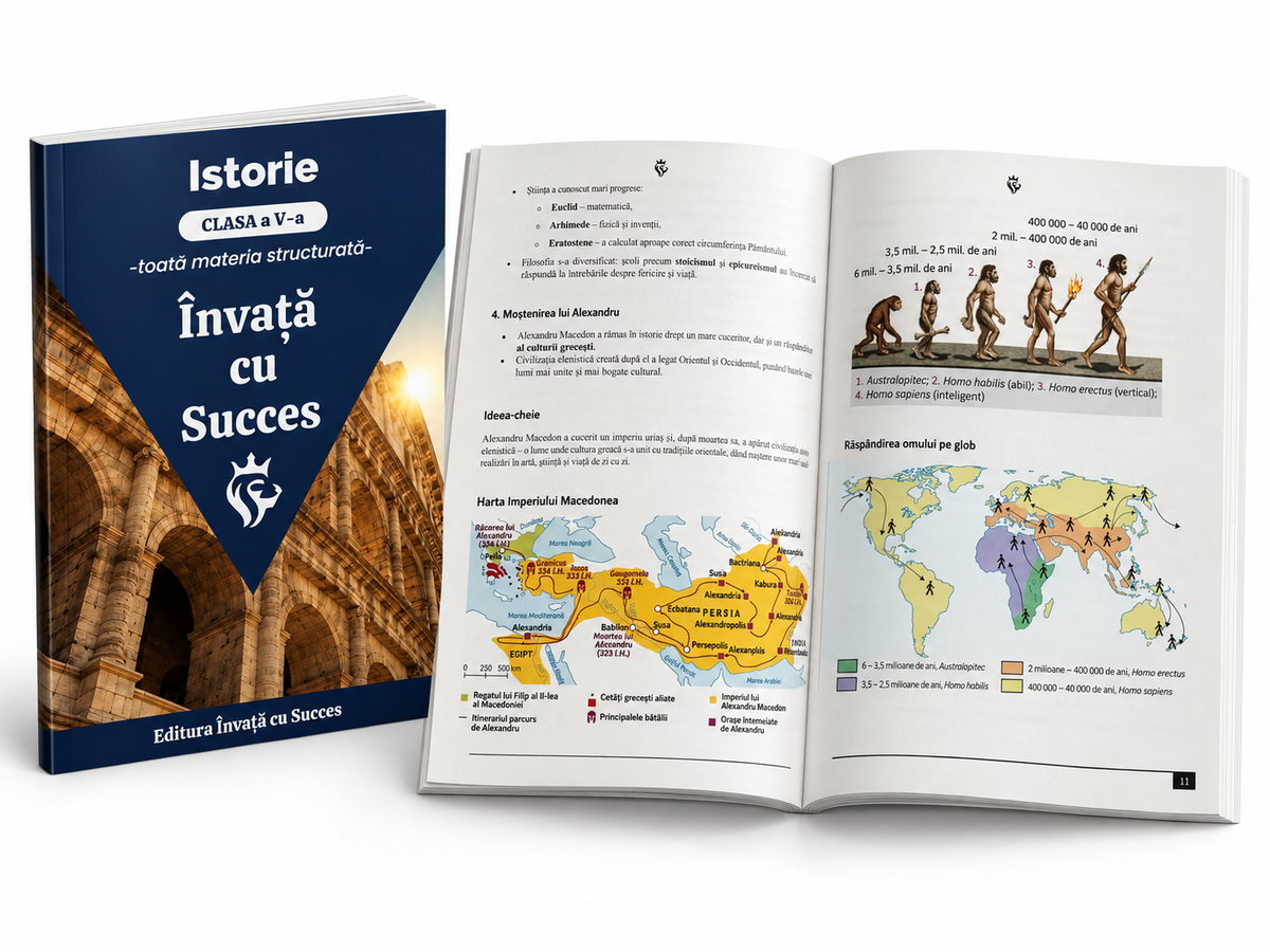 Pachet 5 cărți ediție color 🎨 - Clasa a V-a: Toată materia structurată la Română, Matematică, Istorie, Geografie și Biologie pentru clasa a V-a