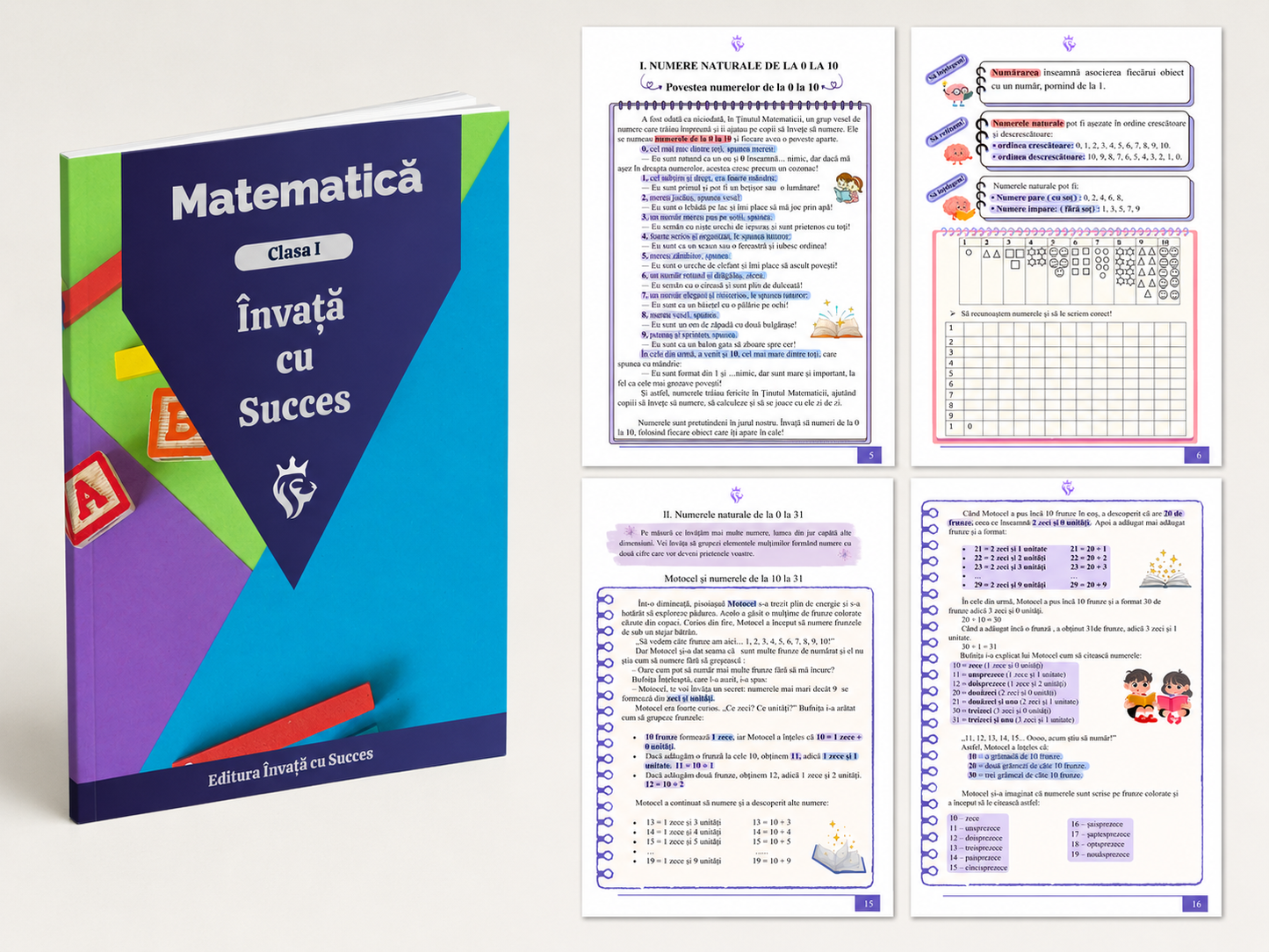 Pachet Clasa I ediție color 🎨 :Toată materia structurată la Română și Matematică pentru clasa I