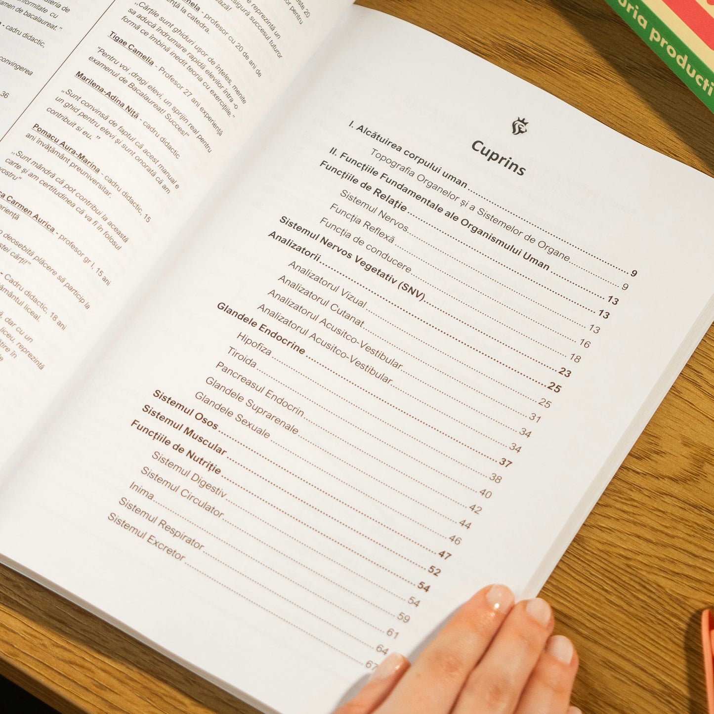 Toată materia structurată la Biologie: Anatomie și fiziologie umană clasele 11-12