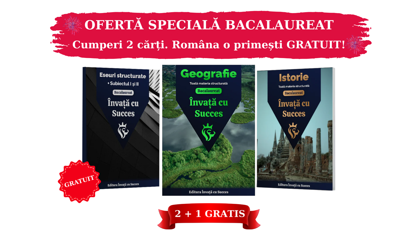 Pachet Bacalaureat | Geografie + Istorie + Carte Română Gratuită cu toate Eseurile, subiectul I și II explicat.