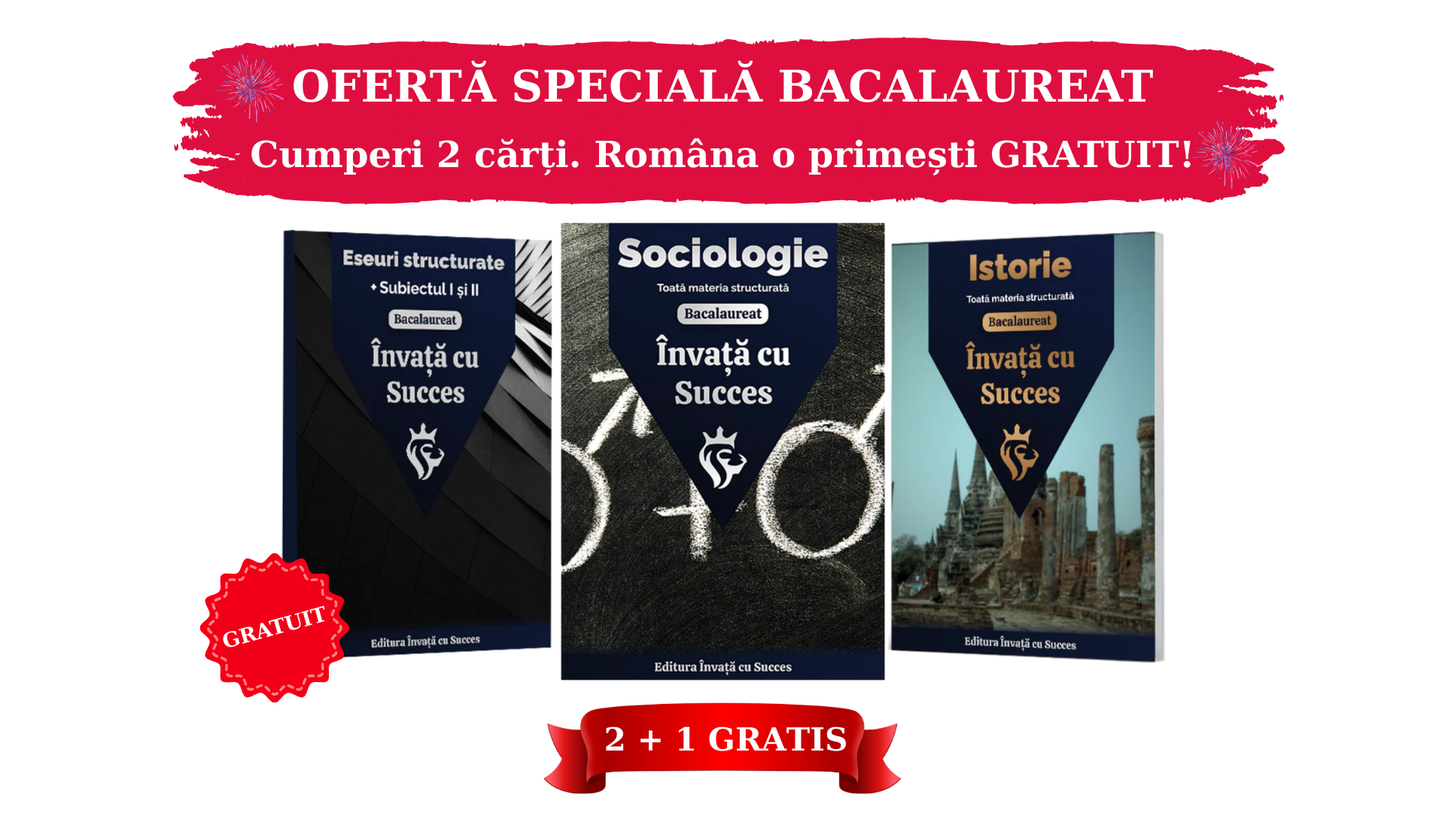 Pachet Bacalaureat | Istorie + Sociologie + Carte Română Gratuită cu toate Eseurile, subiectul I și II explicat.