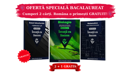 Pachet Bacalaureat | Matematică + Biologie 9-10 + Carte Română Gratuită cu toate Eseurile, subiectul I și II explicat.