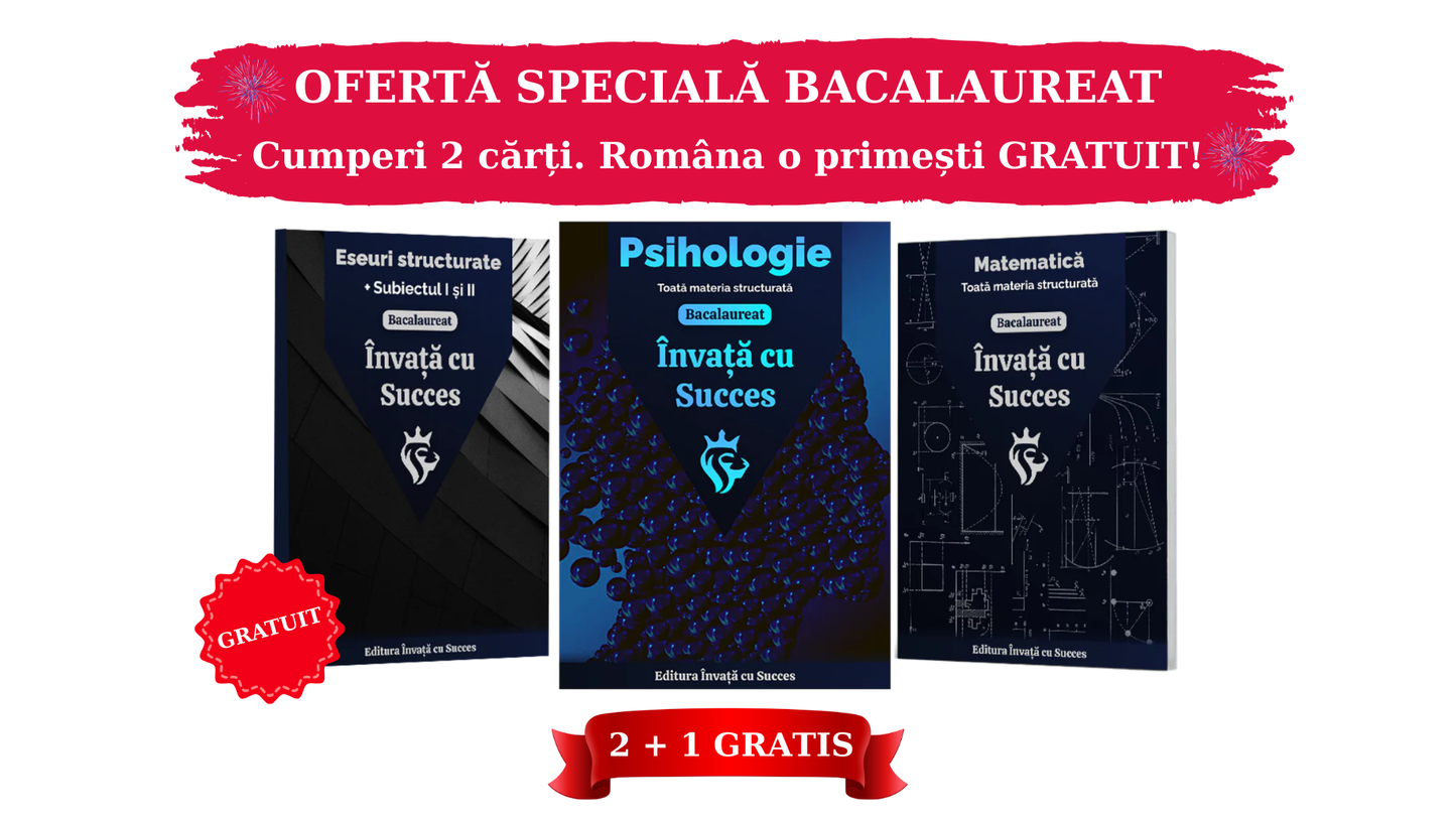 Pachet Bacalaureat |Matematică + Psihologie + Carte Română Gratuită cu toate Eseurile, subiectul I și II explicat.