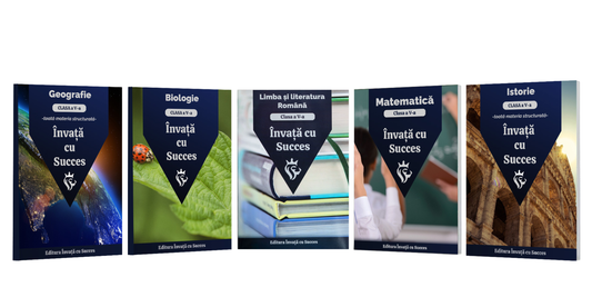 Pachet 5 cărți - Clasa a V-a: Toată materia structurată la Română, Matematică, Istorie, Geografie și Biologie pentru clasa a V-a