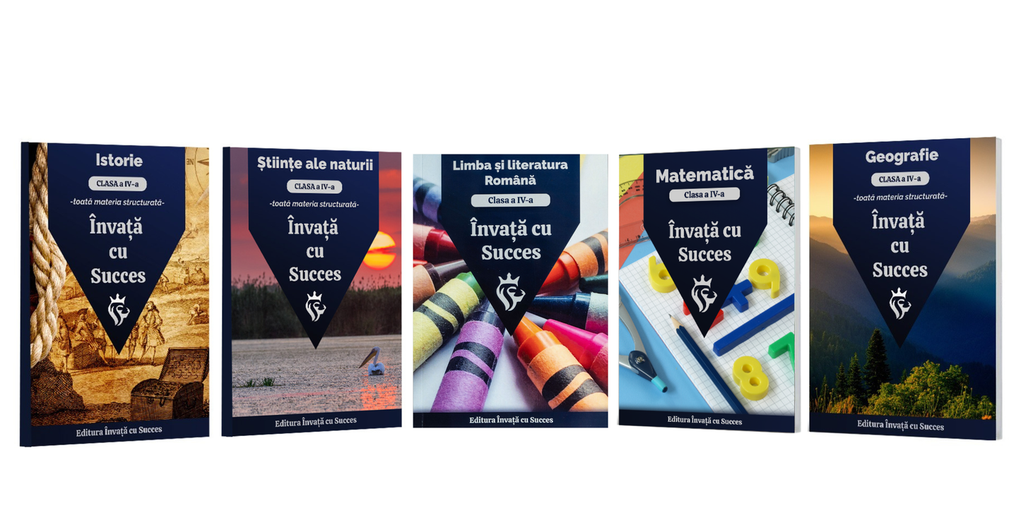 Pachet 5 cărți - Clasa a IV-a: Toată materia structurată la Română, Matematică, Istorie, Geografie și Științe ale Naturii pentru clasa a IV-a
